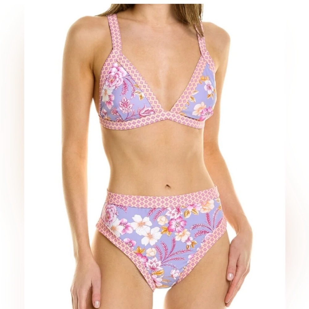 Nanette Lepore 2 Piece Francesca Floral Pink Purple Peach Lilac Bikini Set 12